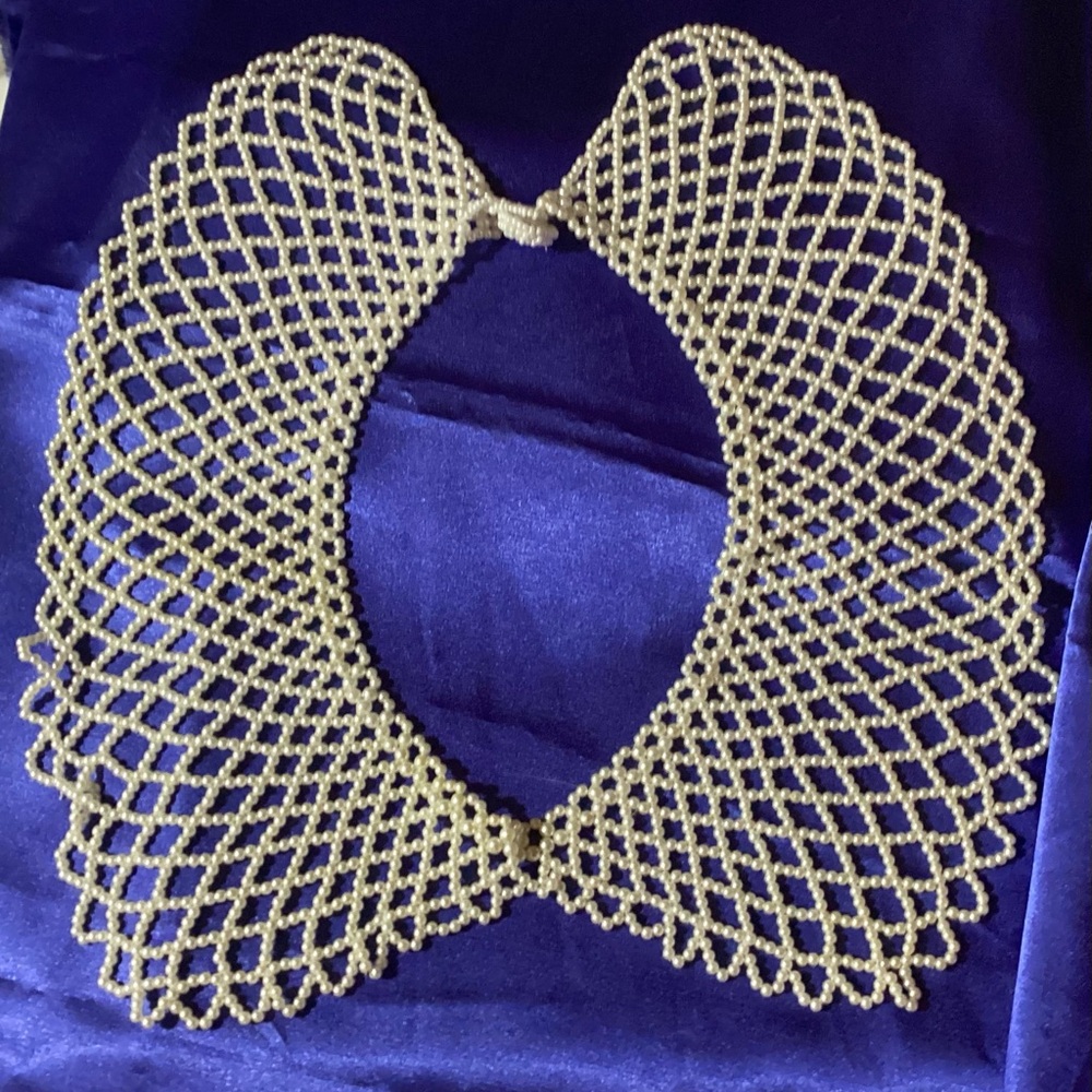 Vintage Elegant White Beaded Collar Necklace